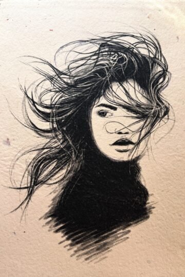Vendaval. Tinta, 30 × 21 cm. Norelys Correa