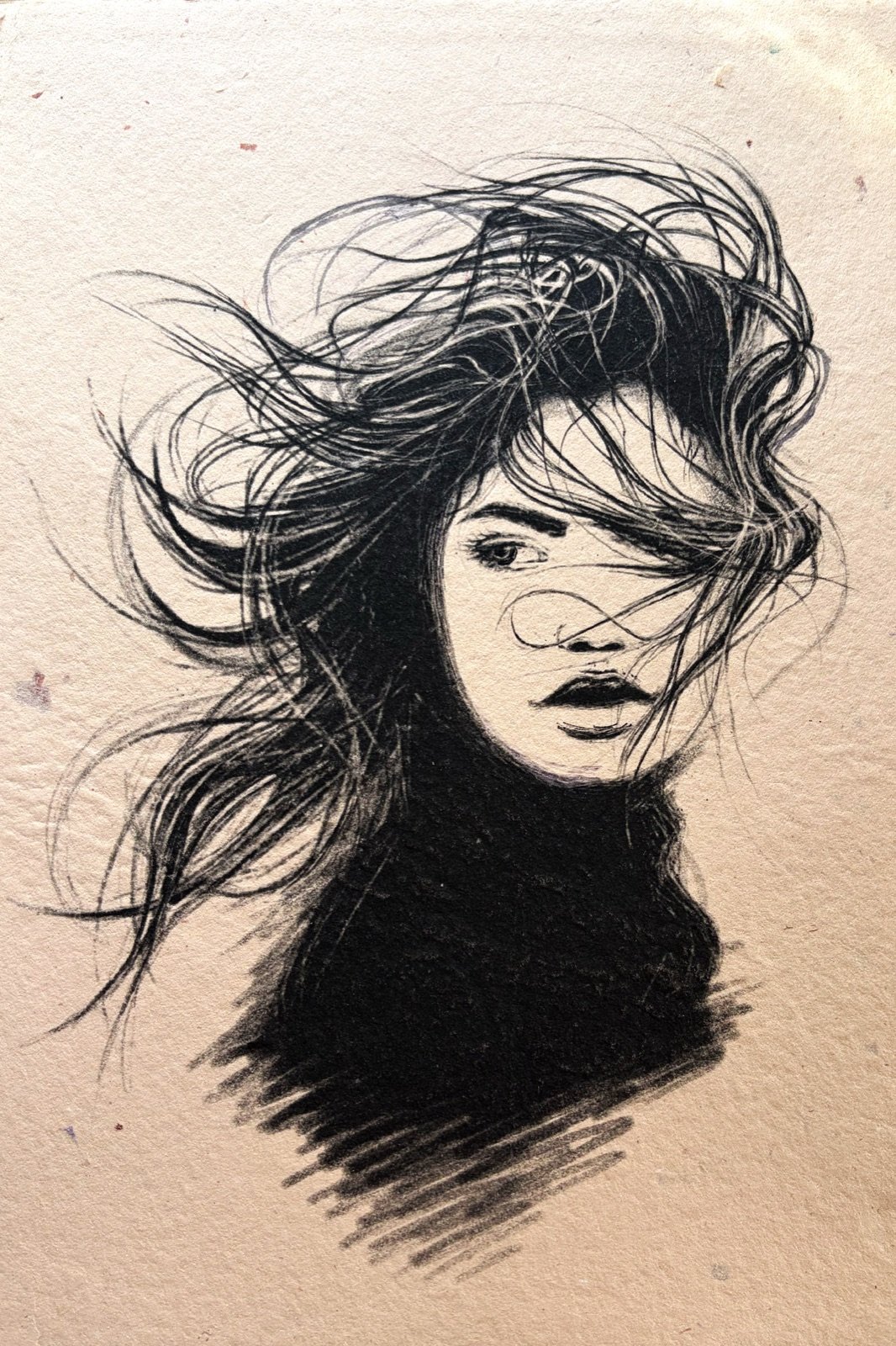 Vendaval. Tinta, 30 × 21 cm. Norelys Correa