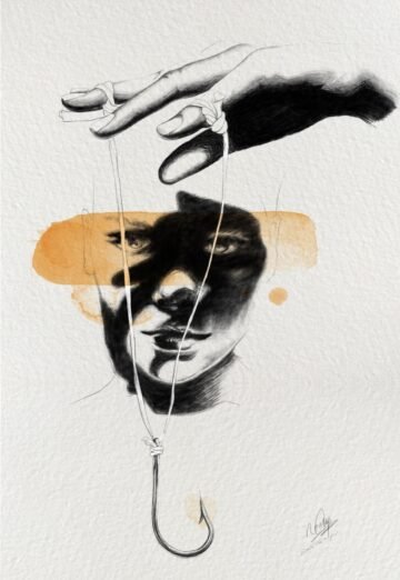 ¿Dónde están los peces?. Acuarela digital, 30 × 42 cm. Norelys Correa
