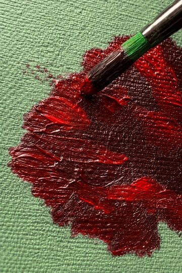 Flamenca clavel. Óleo, A3 · 29,7 × 42 cm. Norelys Correa