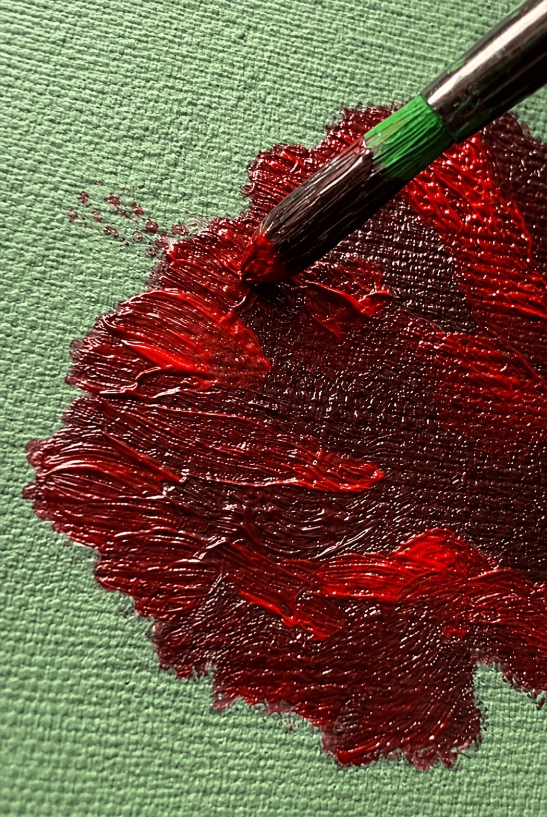 Flamenca clavel. Óleo, A3 · 29,7 × 42 cm. Norelys Correa
