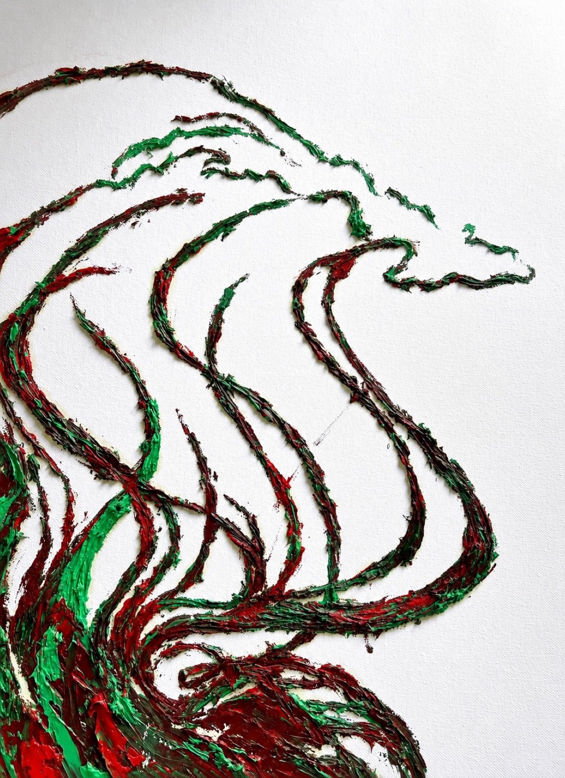 I will come to you, river. Óleo, 60 × 150 cm. Norelys Correa