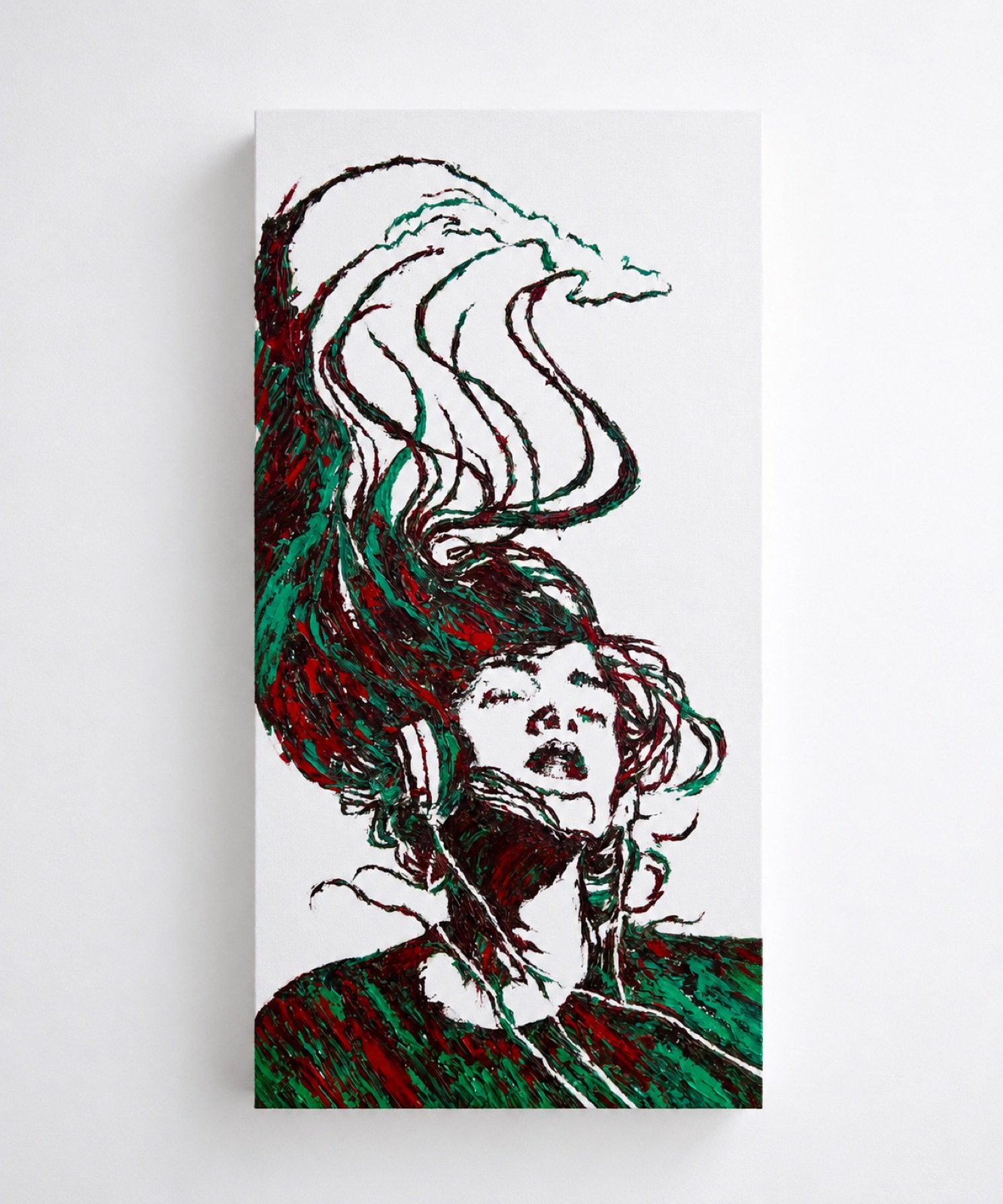 I will come to you, river. Óleo, 60 × 150 cm. Norelys Correa