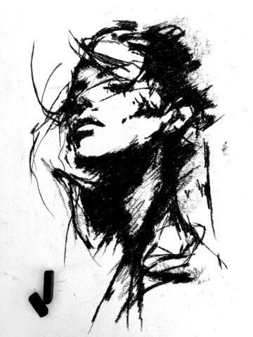 Quietud. Carboncillo, A3 · 29,7 × 42 cm. Norelys Correa