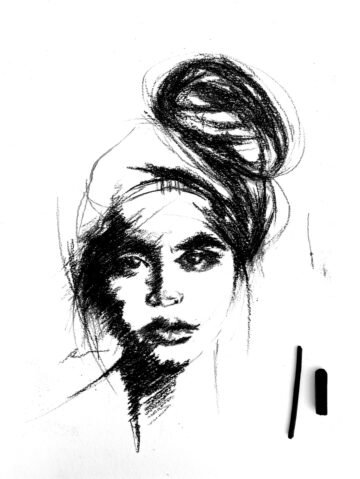 Sosiego. Carboncillo, A3 · 29,7 × 42 cm. Norelys Correa