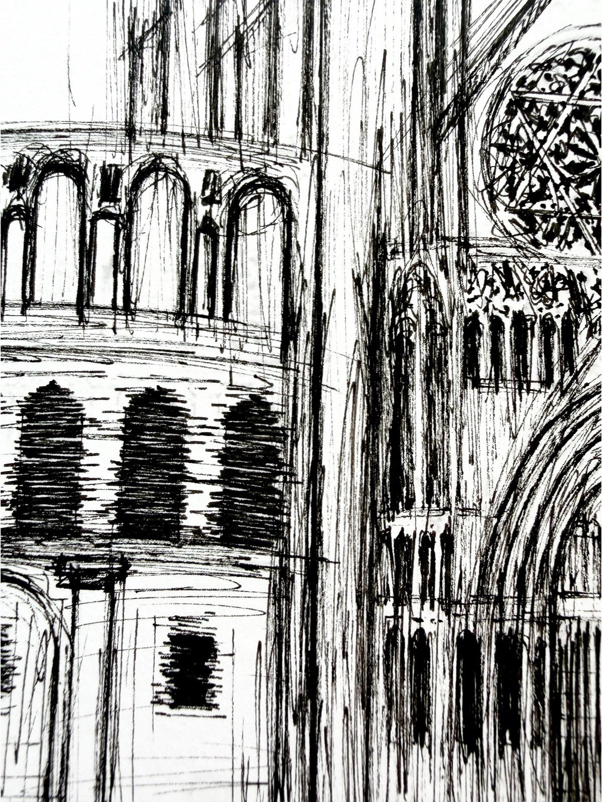 Catedral del Sant Calze. Tinta, 30 × 21 cm. Norelys Correa