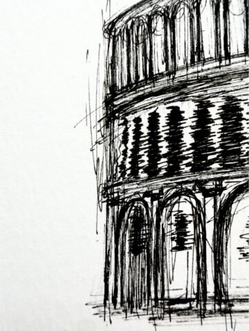 Catedral del Sant Calze. Tinta, 30 × 21 cm. Norelys Correa
