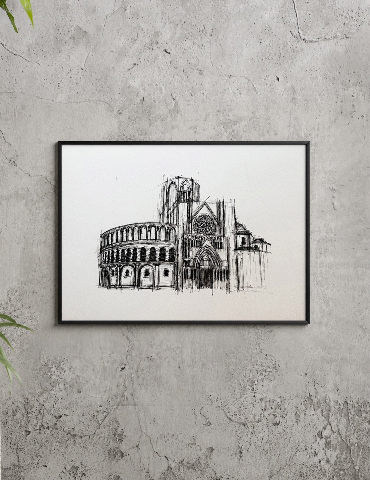 Catedral del Sant Calze. Tinta, 30 × 21 cm. Norelys Correa