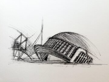 Ciutat de les Arts i les Ciències. Tinta, 30 × 21 cm. Norelys Correa