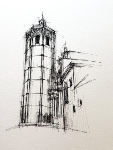 El Micalet. Tinta, 30 × 21 cm. Norelys Correa