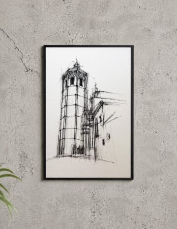 El Micalet. Tinta, 30 × 21 cm. Norelys Correa