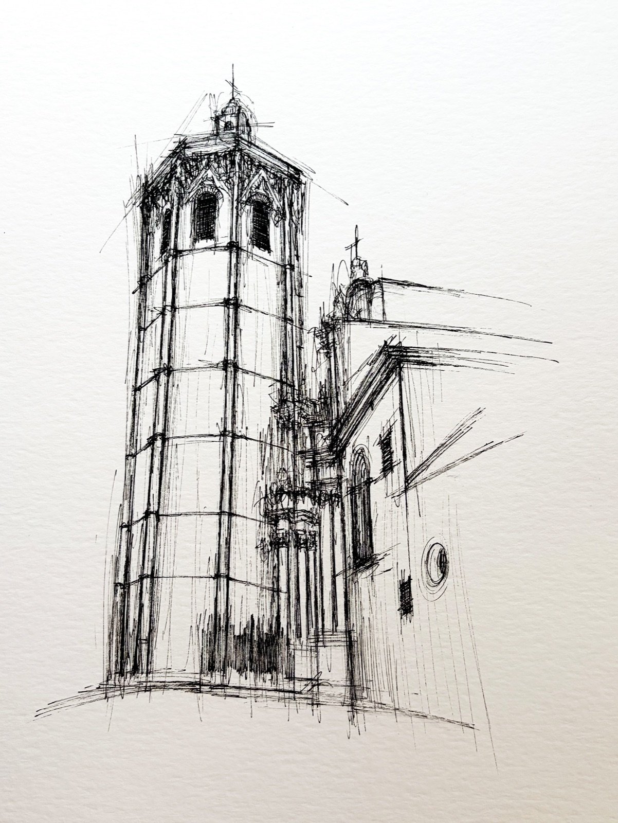El Micalet. Tinta, 30 × 21 cm. Norelys Correa