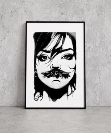 Mustache. Tinta, 30 × 21 cm. Norelys Correa