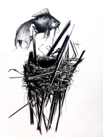Weave. Tinta, 30 × 21 cm. Norelys Correa